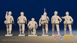 WW2 British Commando command figures in cap comforters, rear view