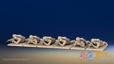 WW2 British Commandos in cap comforters prone, front view