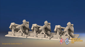 WW2 British Commando Vickers machine gun teams in cap comforters, front view