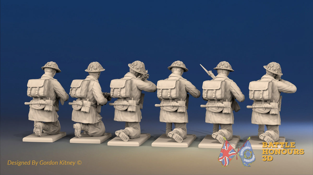 WW2 British Commando Kneeling miniature figures rear view