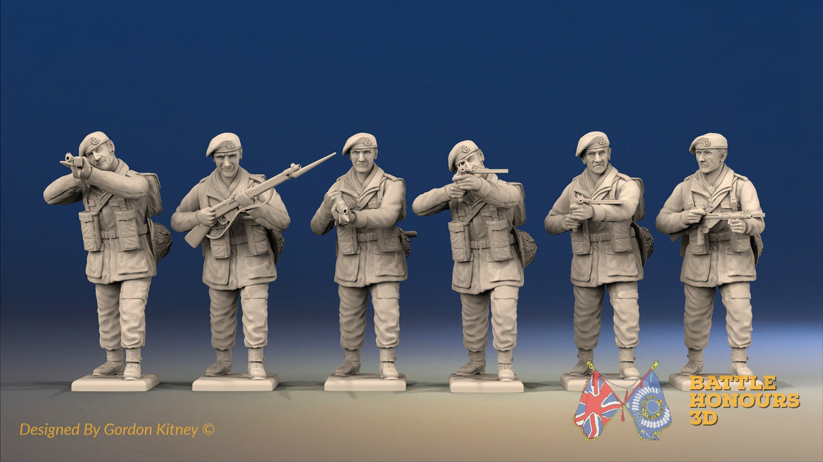 WW2 British Commando Green Beret Standing Firing miniature figures front view