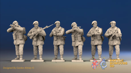 WW2 British Commando Green Beret Standing Firing miniature figures front view