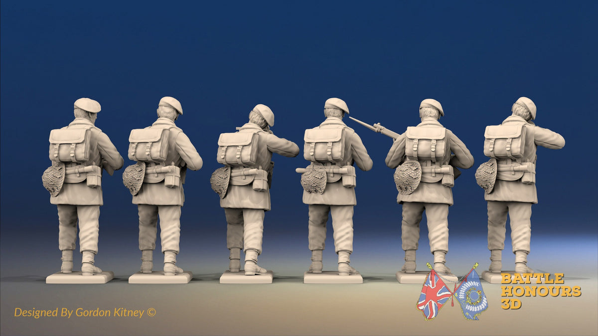 WW2 British Commando Green Beret Standing Firing miniature figures rear view