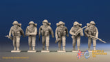 WW2 British Infantry Battle Dress Helmet Advancing miniature figures front view