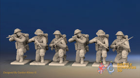 WW2 British Infantry Battle Dress Kneeling miniature figures front view