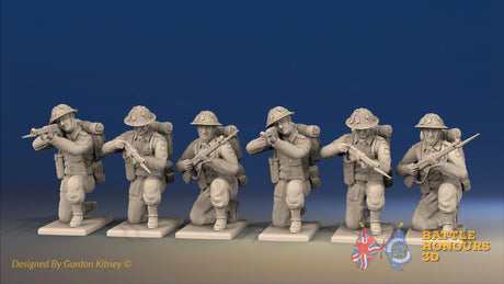 WW2 British Infantry Battle Dress Kneeling miniature figures front view