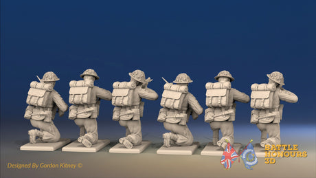 WW2 British Infantry Battle Dress Kneeling miniature figures rear view