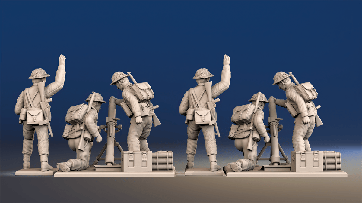 WW2 British Infantry - Mortar Team, Battle Dress