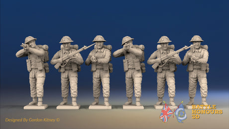WW2 British Infantry Battle Dress Standing Firing miniature figures front view