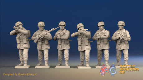 WW2 British Paratroopers Helmet Standing Firing miniature figures front view