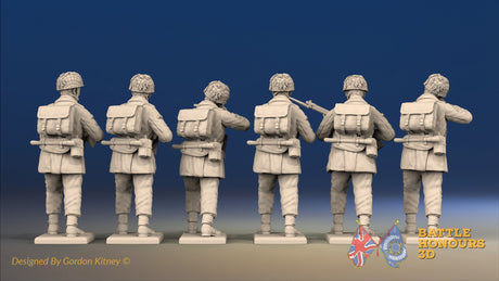 WW2 British Paratroopers Helmet Standing Firing miniature figures rear view