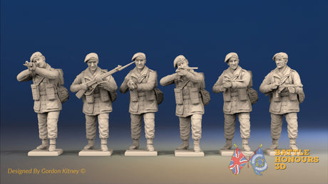 WW2 British Paratroopers Red Beret Standing Firing miniature figures front view