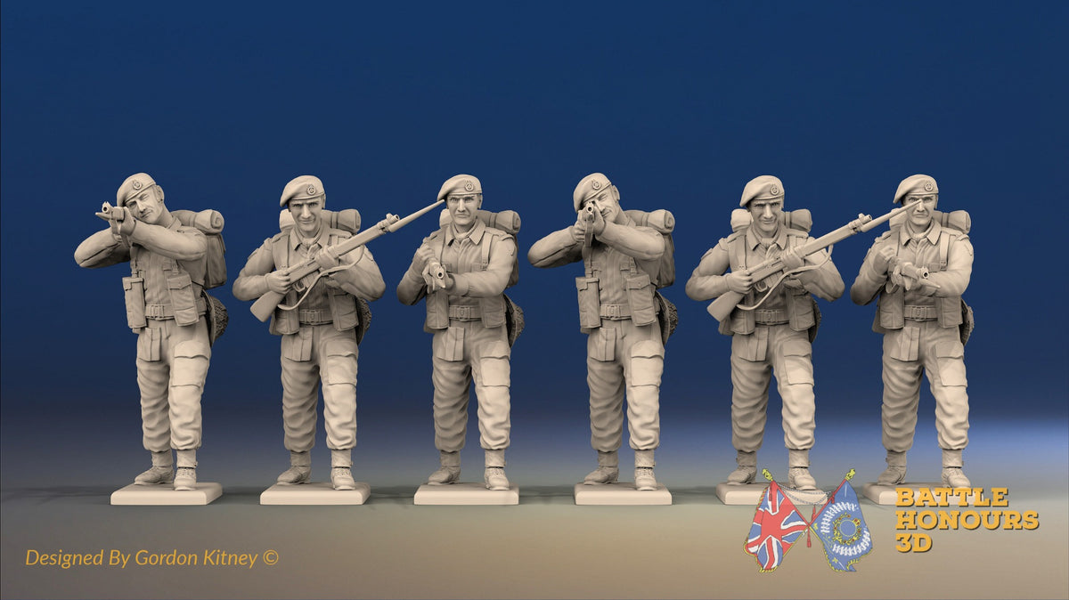 WW2 British Royal Marine Commando Green Beret Standing Firing miniature figures front view
