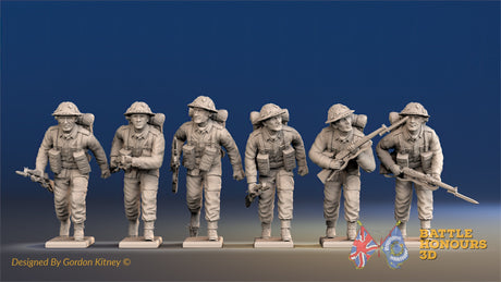 WW2 British Infantry Battle Dress Advancing miniature figures front view