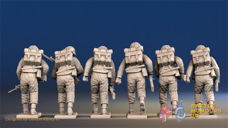 WW2 British Infantry Battle Dress Advancing miniature figures rear view