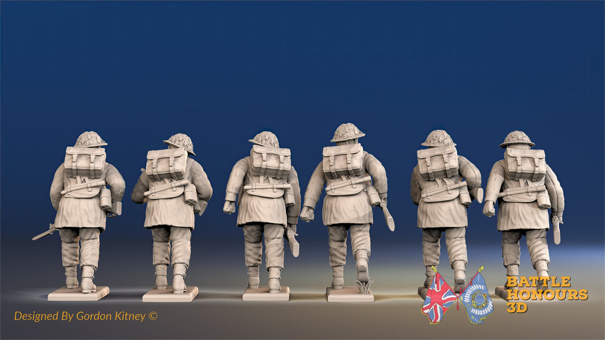 British Commandos advancing in smocks rear view