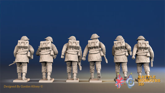 British Commandos advancing in smocks rear view