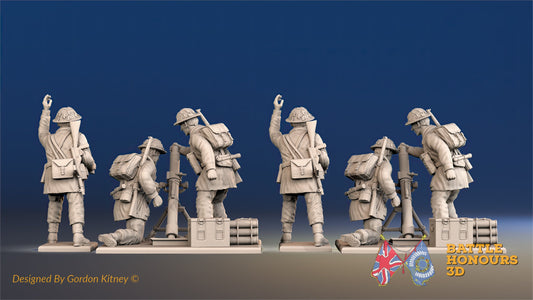 British Commando mortar team in smocks rear view