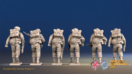 Royal Marine Bren gun team in battle dress rear view