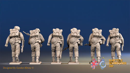 Royal Marine Bren gun team in battle dress rear view