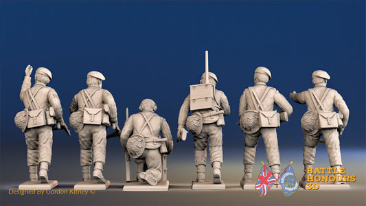 Royal Marine command in battle dress rear view