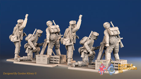 Royal Marine mortar team in battle dress rear view