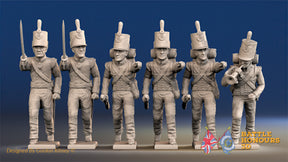 British light infantry command advancing in stovepipe shakos