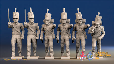 British light infantry command advancing in stovepipe shakos