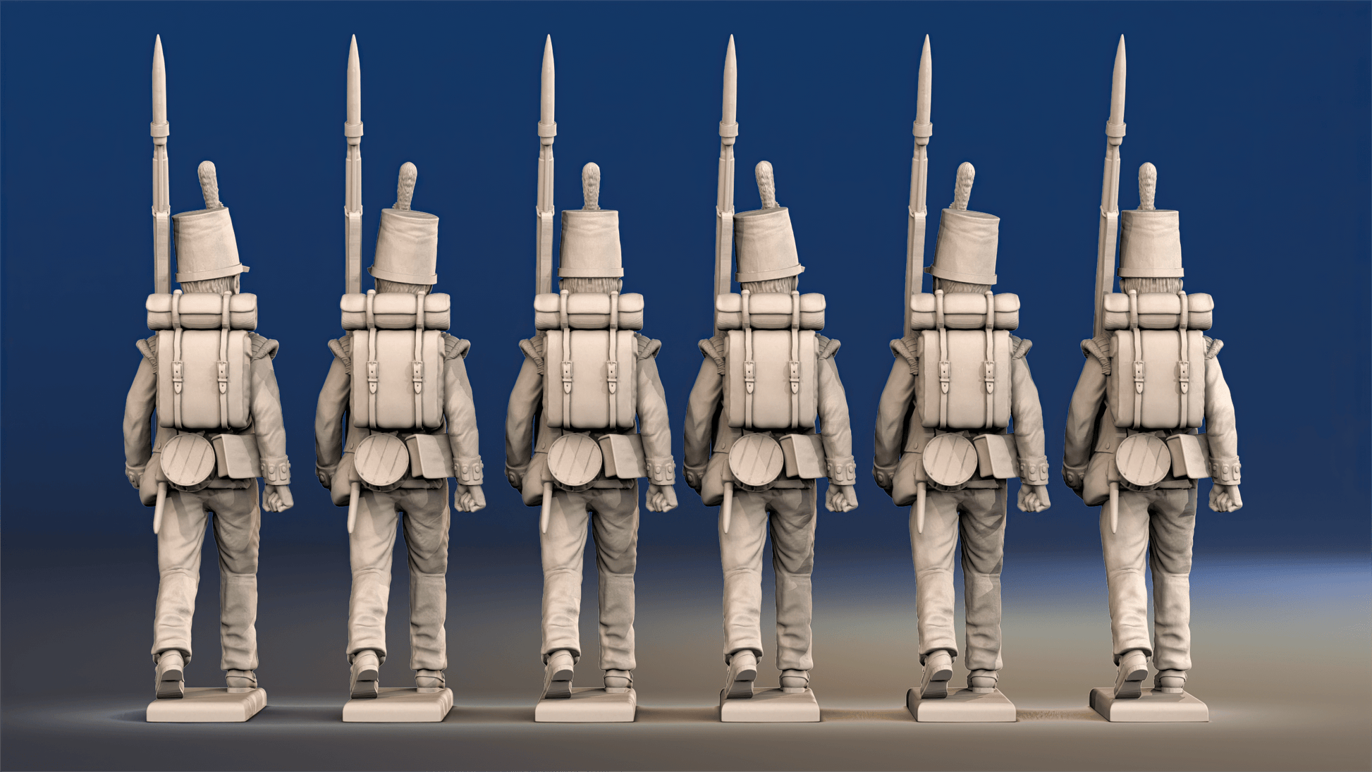 Napoleonic British Grenadier and Light Flank Companies rear view
