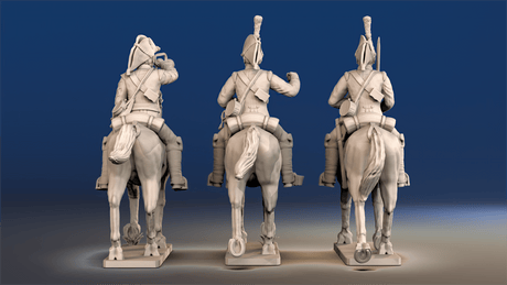 Napoleonic British Heavy Dragoons trotting command rear view