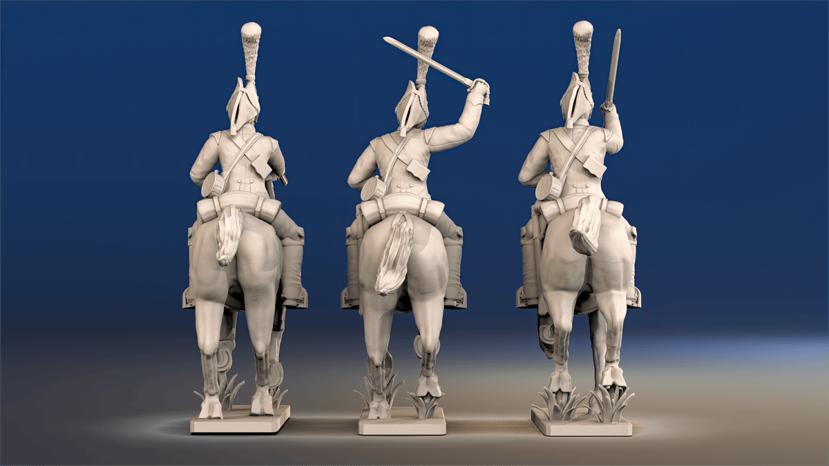 Napoleonic British Heavy Dragoons galloping set 1 rear view