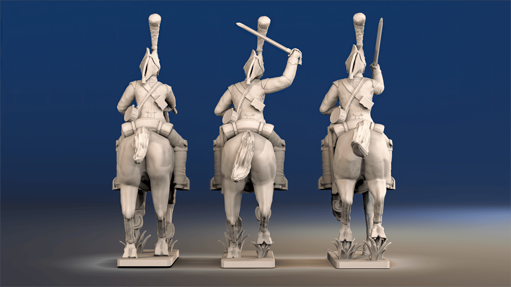 Napoleonic British Heavy Dragoons galloping set 1 rear view