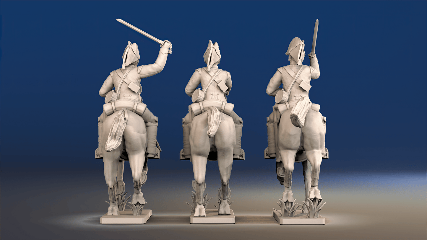 Napoleonic British Heavy Dragoons galloping set 3 rear view