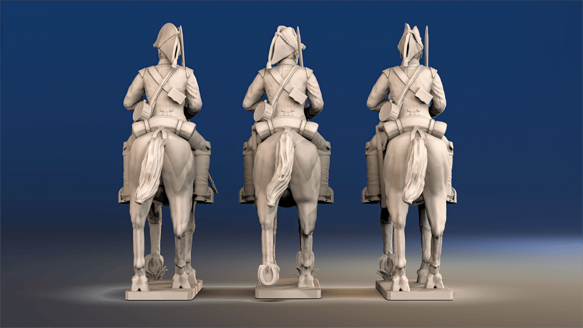 Napoleonic British Heavy Dragoons trotting rear view