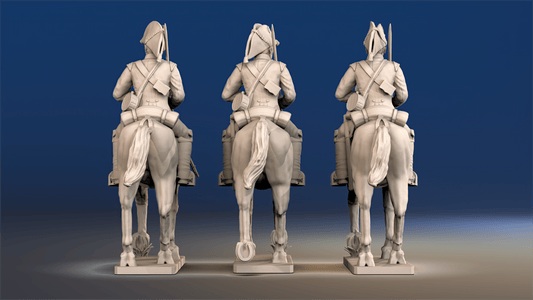 Napoleonic British Heavy Dragoons trotting rear view