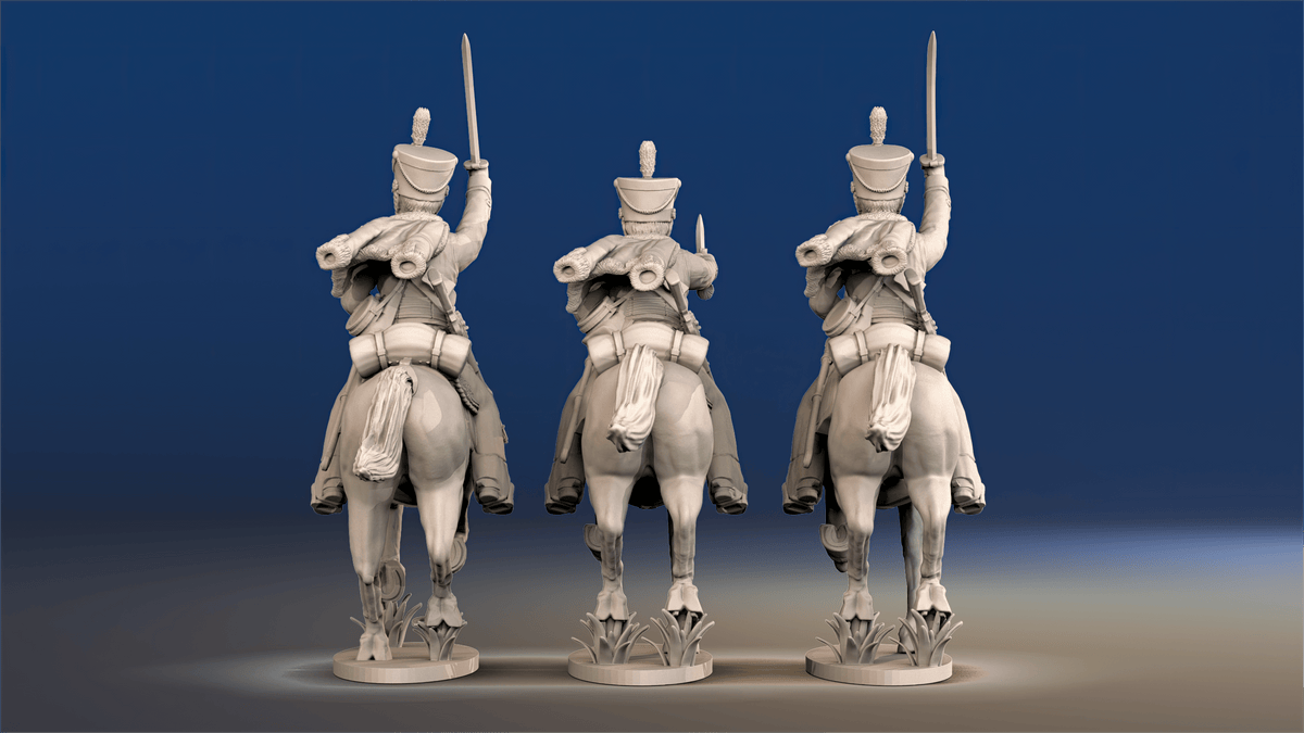 British hussars bell shako galloping set 1 rear view