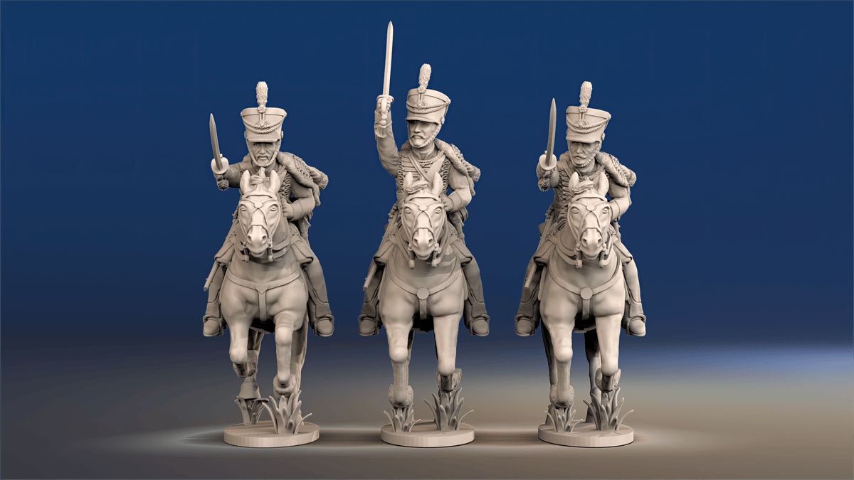 British hussars bell shako galloping set 2 front view