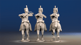 Napoleonic British Hussars Busby galloping command rear view