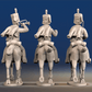 Napoleonic British Hussars Busby trotting command rear view