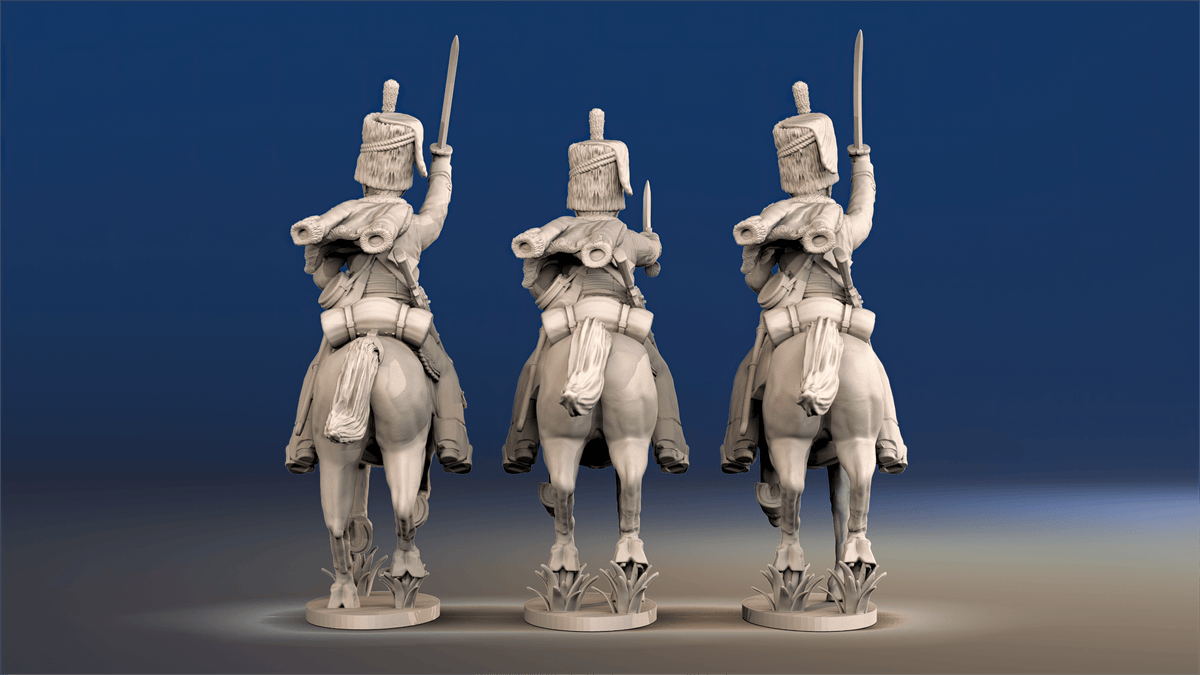British hussars busby galloping set 1 rear view