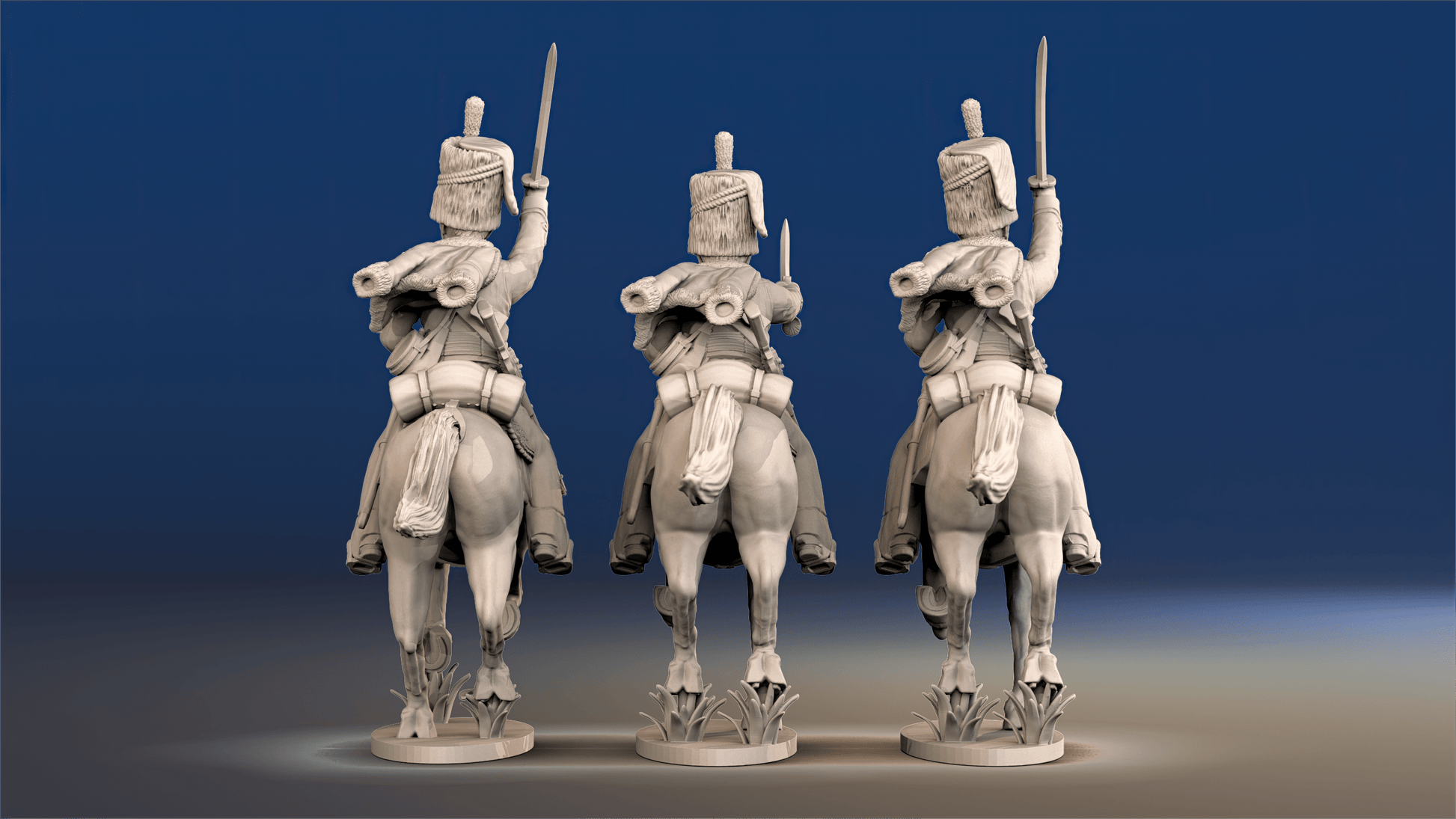 British hussars busby galloping set 1 rear view