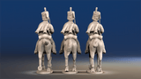 Napoleonic British Hussars Busby trotting rear view