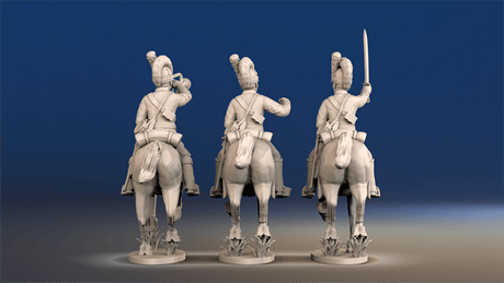 Napoleonic British Light Dragoons Tarleton galloping command rear view