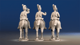 Napoleonic British Light Dragoons Tarleton trotting command rear view