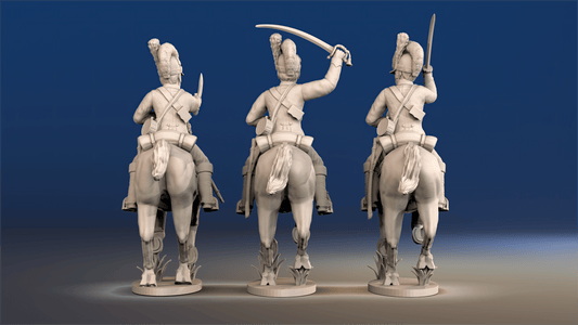 Napoleonic British Light Dragoons Tarleton galloping set 1 rear view