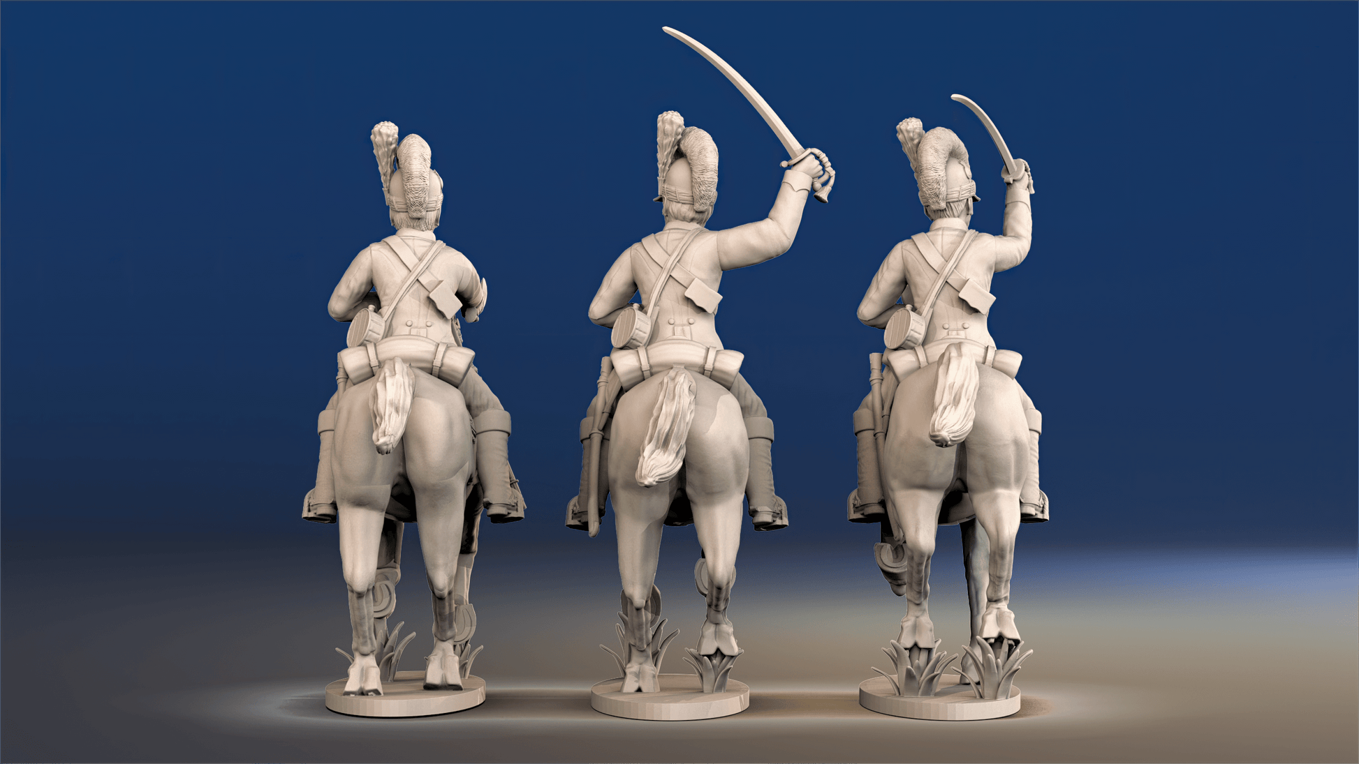 Napoleonic British Light Dragoons Tarleton galloping set 3 rear view