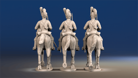 Napoleonic British Light Dragoons Tarleton trotting rear view