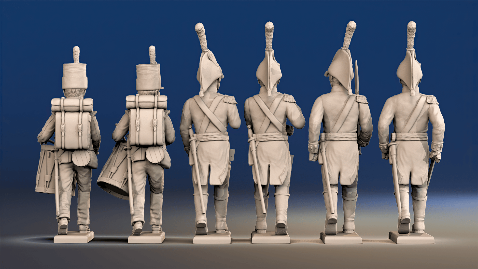 Napoleonic British Infantry Command march attack rear view