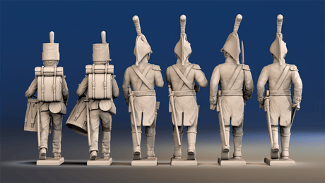 Napoleonic British Infantry Command march attack rear view