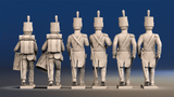 Napoleonic British Infantry Command march attack in shako rear view